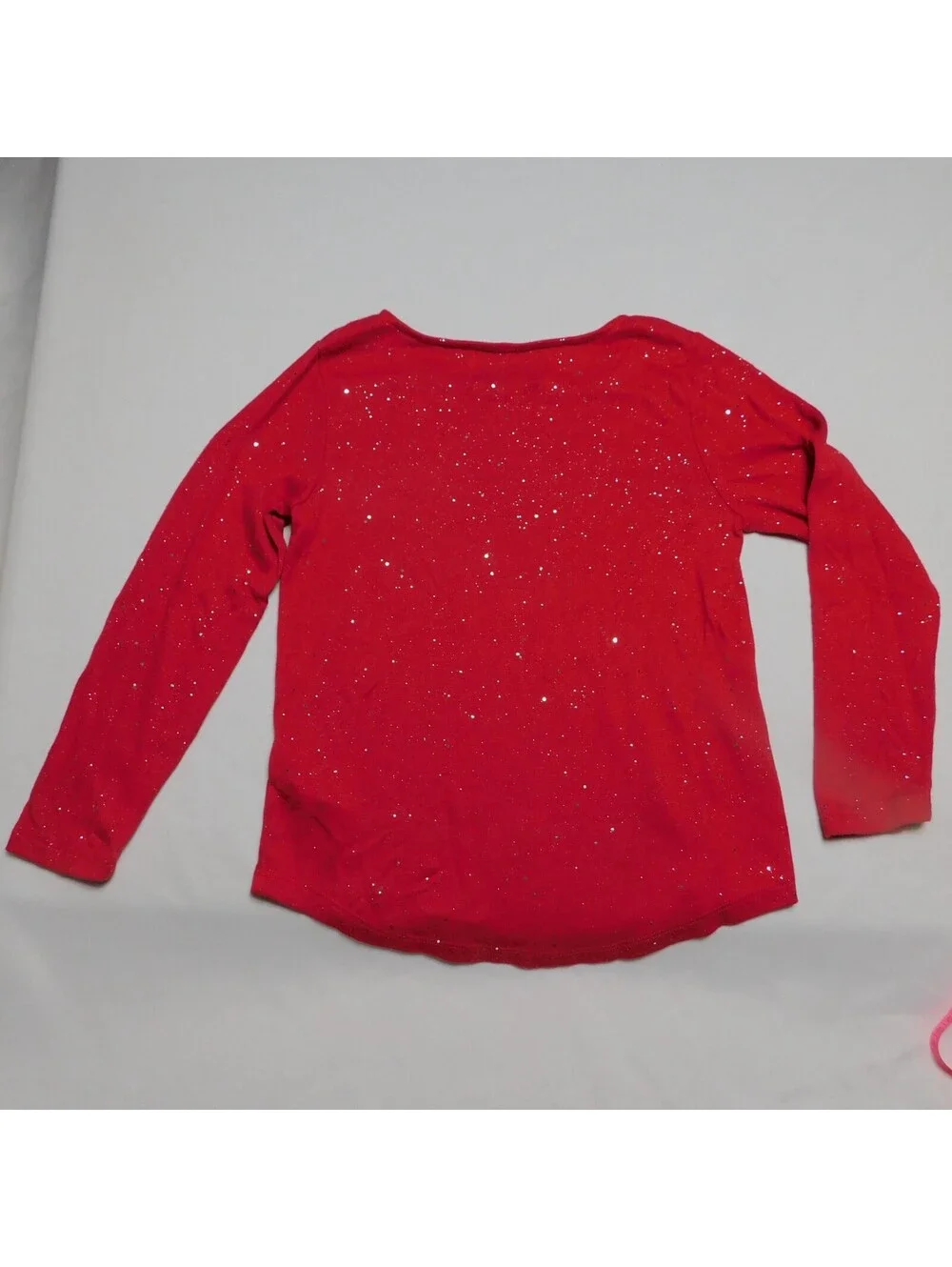 Old Navy Girls Red Glitter Long Sleeve Shirt Size Small (6-7)